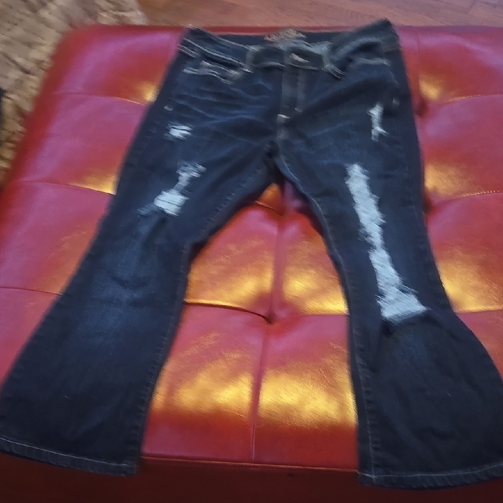 Women's Distressed Black Jeans